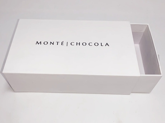 Ivory Cardboard Chocolate Packaging Gift Boxes Fancy Paper Drawer Box White Color