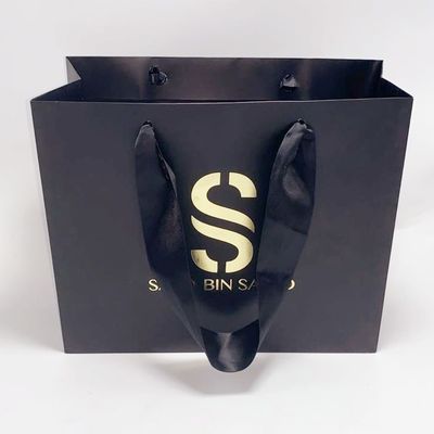 좋은 가격 절묘한 까만 강제로 종이 봉지 실크 손잡이 관례에 의하여 인쇄되는 서류상 쇼핑 백 온라인으로