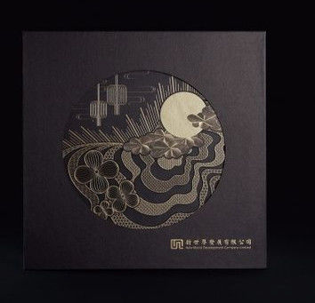 좋은 가격 월병에 의하여 인쇄되는 포장 상자 까만 뜨거운 각인 로고 뚜껑 및 기본 상자 온라인으로